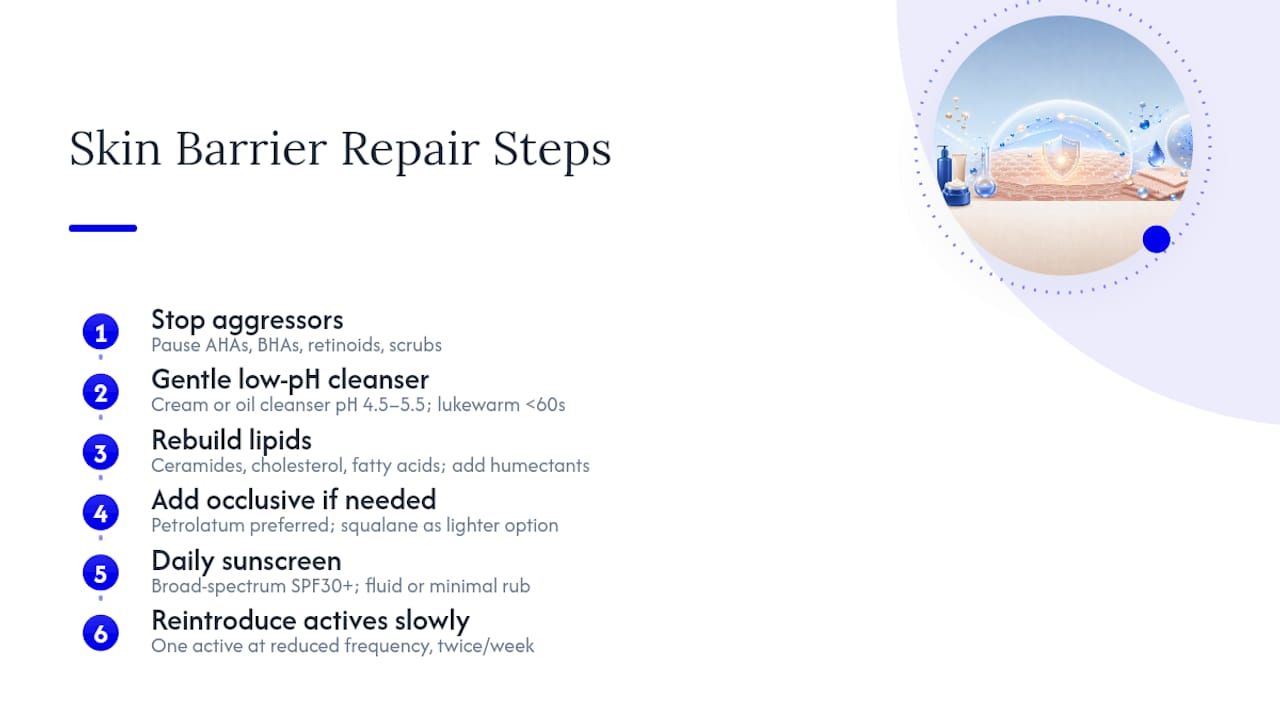 Step-by-step skin barrier repair timeline