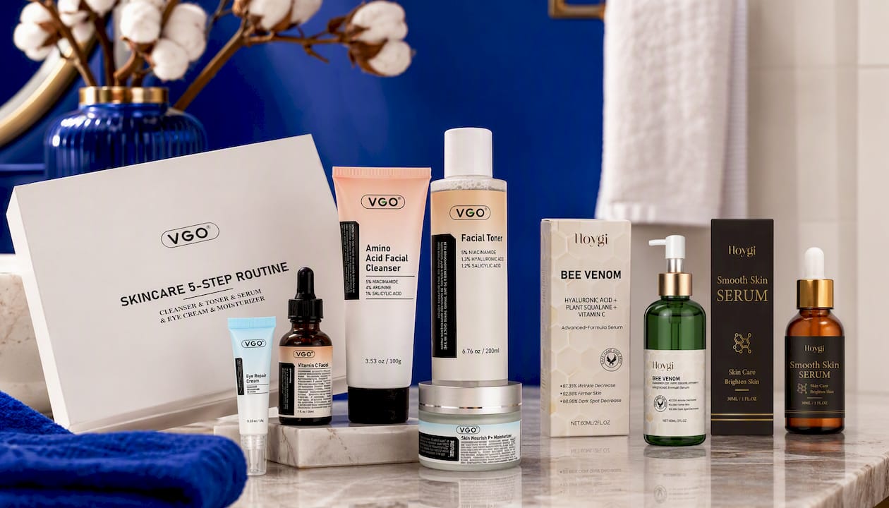 SKINCARE 5-STEP ROUTINE CLEANSER - TONER - SERUM -EYE CREAM - MOISTURIZER