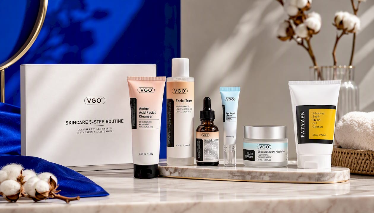 SKINCARE 5-STEP ROUTINE CLEANSER - TONER - SERUM -EYE CREAM - MOISTURIZER