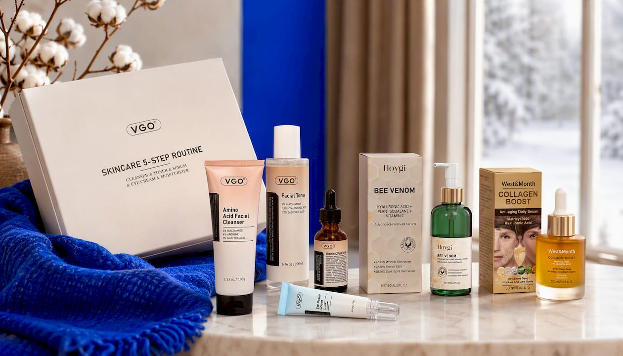 SKINCARE 5-STEP ROUTINE CLEANSER - TONER - SERUM -EYE CREAM - MOISTURIZER