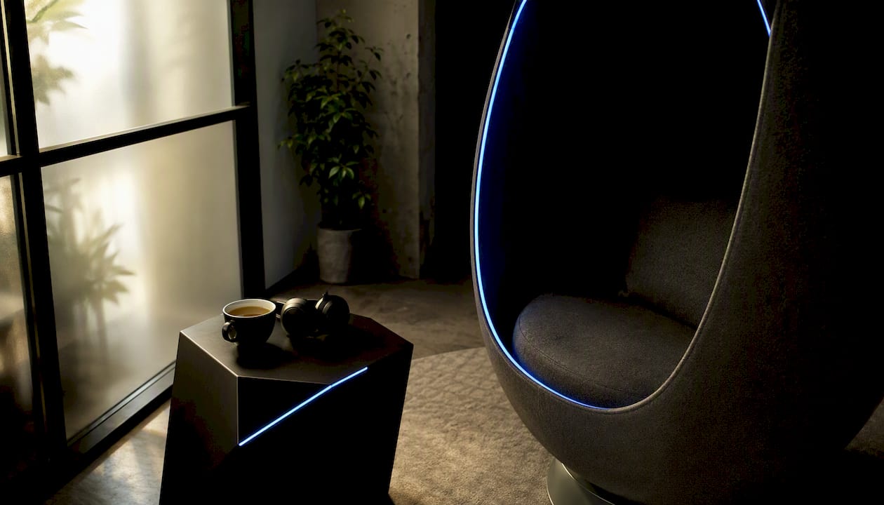 Quiet workspace corner for solo recovery