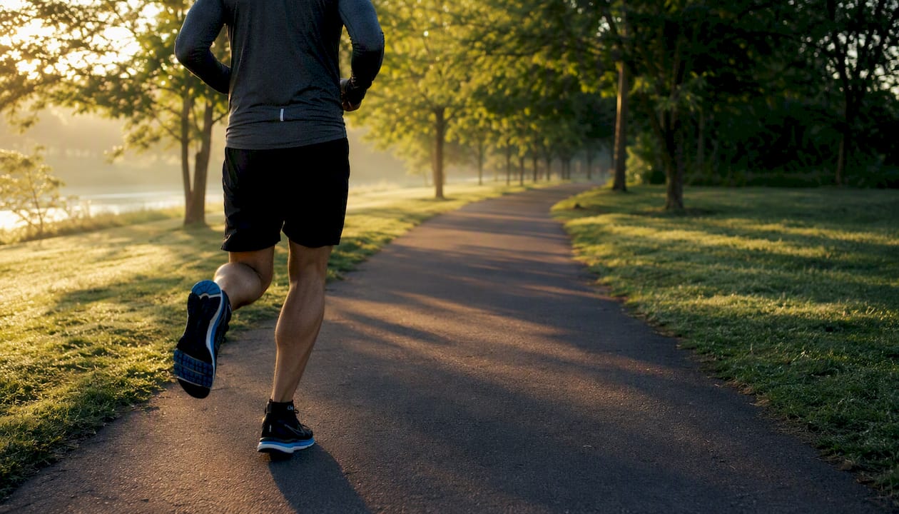 Legs jogging in sunny park