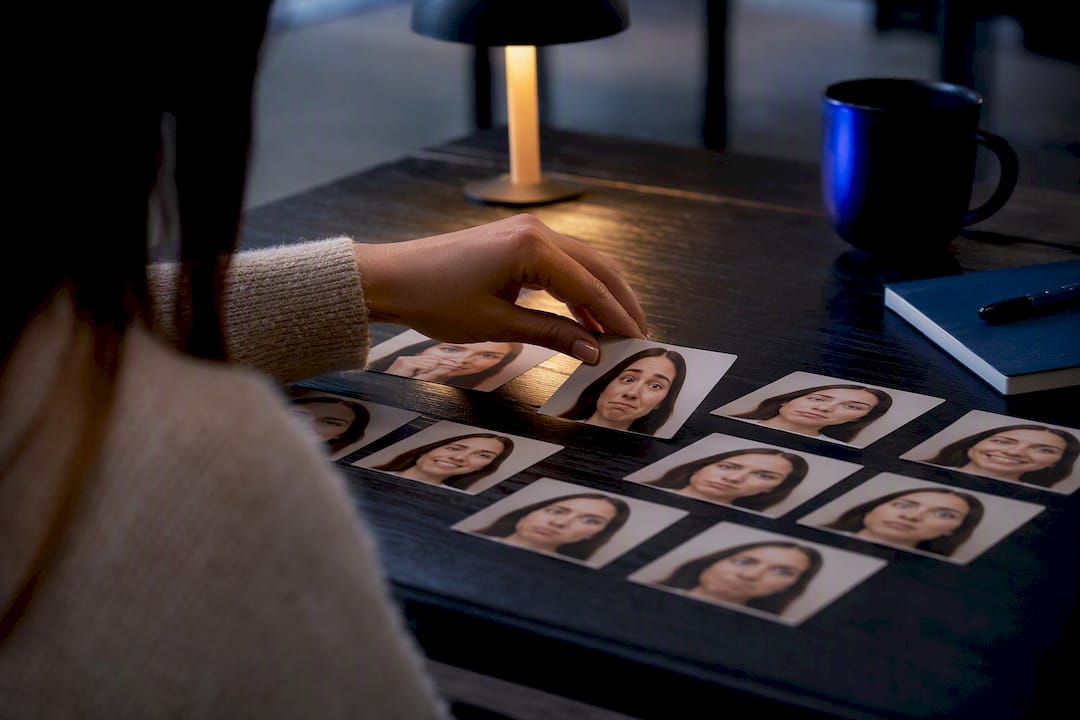 Emotion recognition cards being picked up