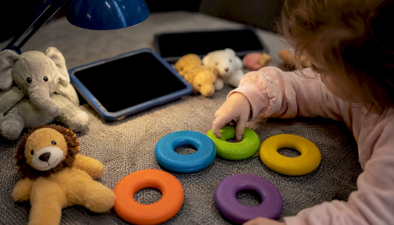 Child attention test materials on table