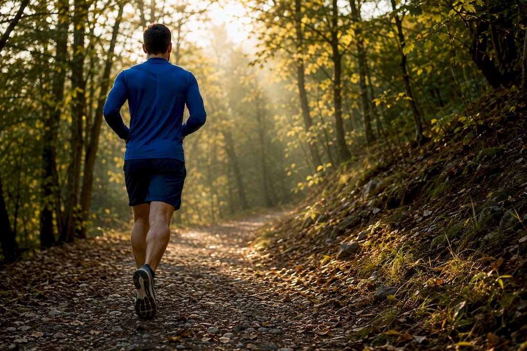 Jogger running on nature trail
