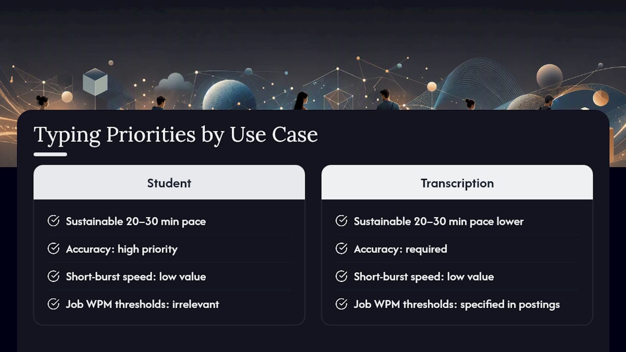 Typing priorities by work and study context