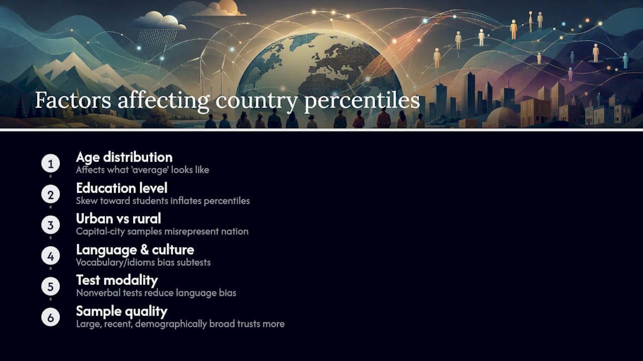 Factors shaping country IQ percentiles