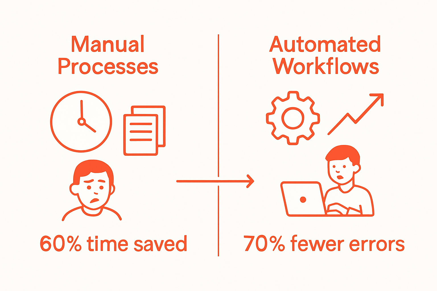 Infographic comparing manual versus automated workflow ROI