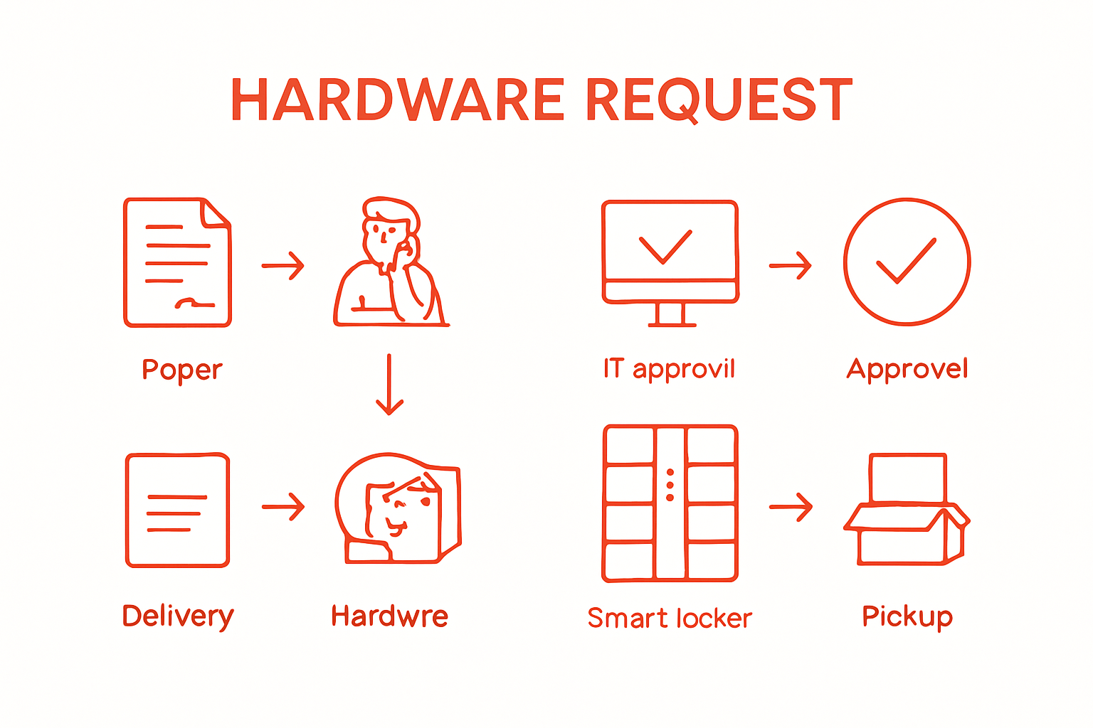 Infographic comparing manual and automated hardware requests