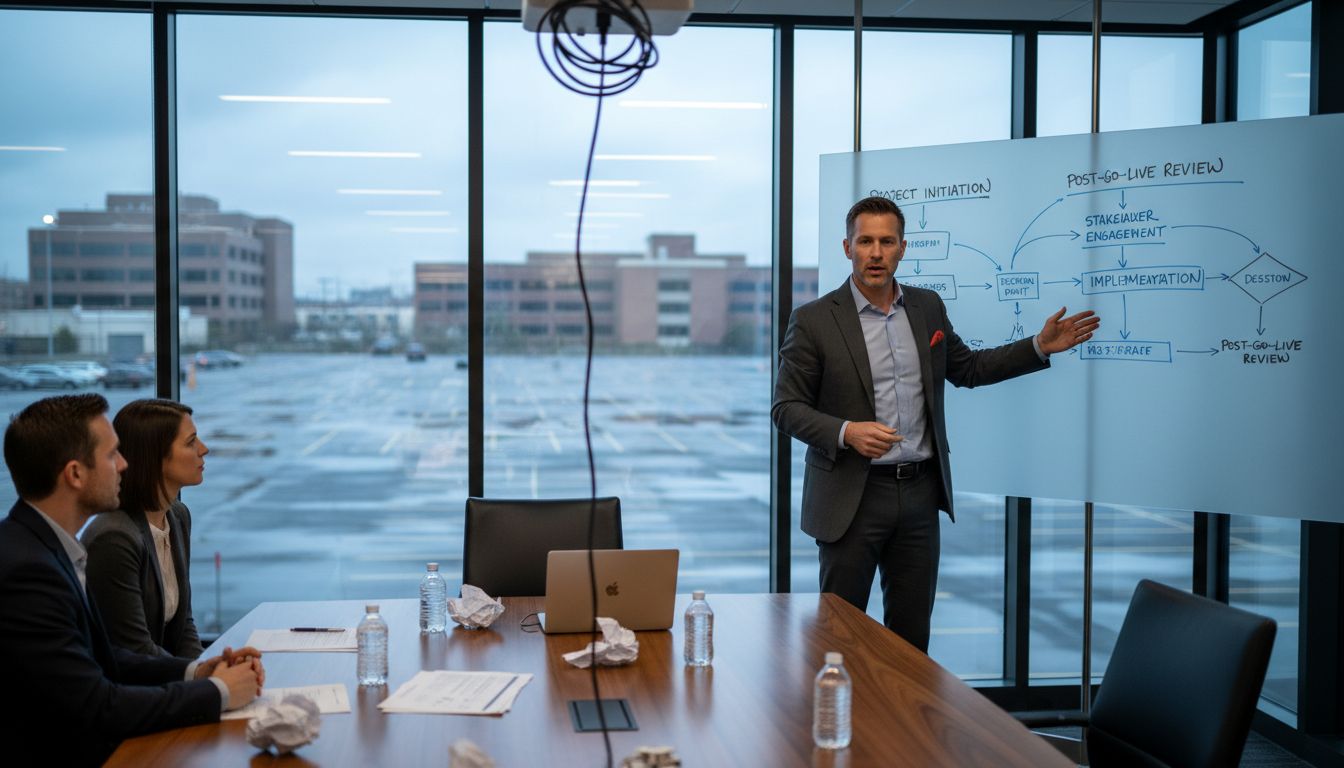 IT manager presenting change strategy