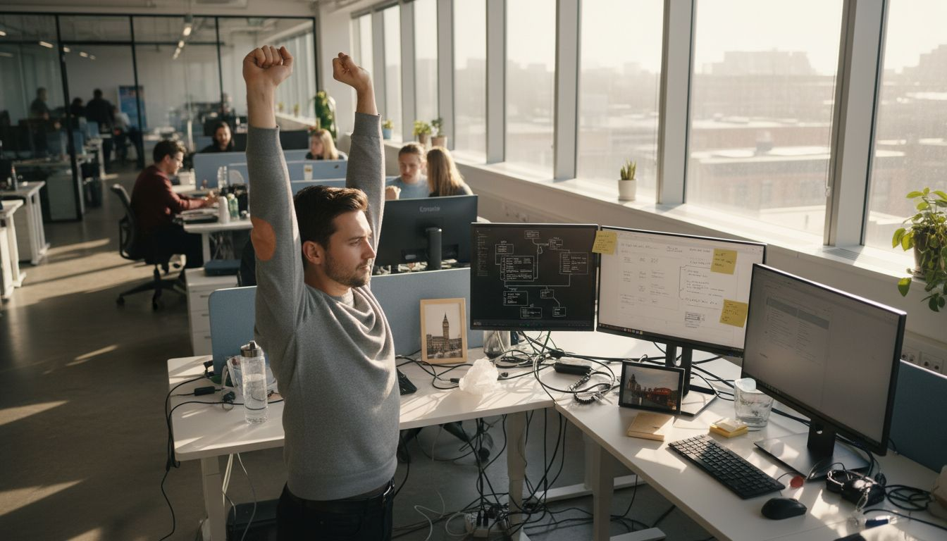 IT professional working on process automation diagrams
