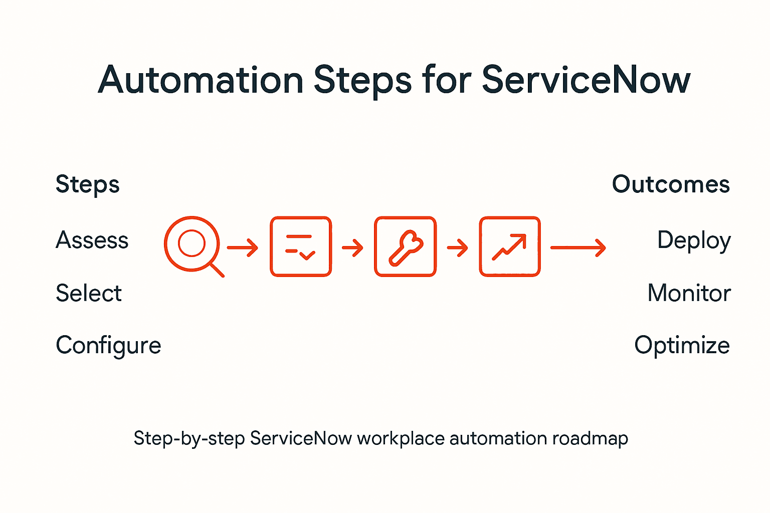 Infographic showing ServiceNow automation workflow
