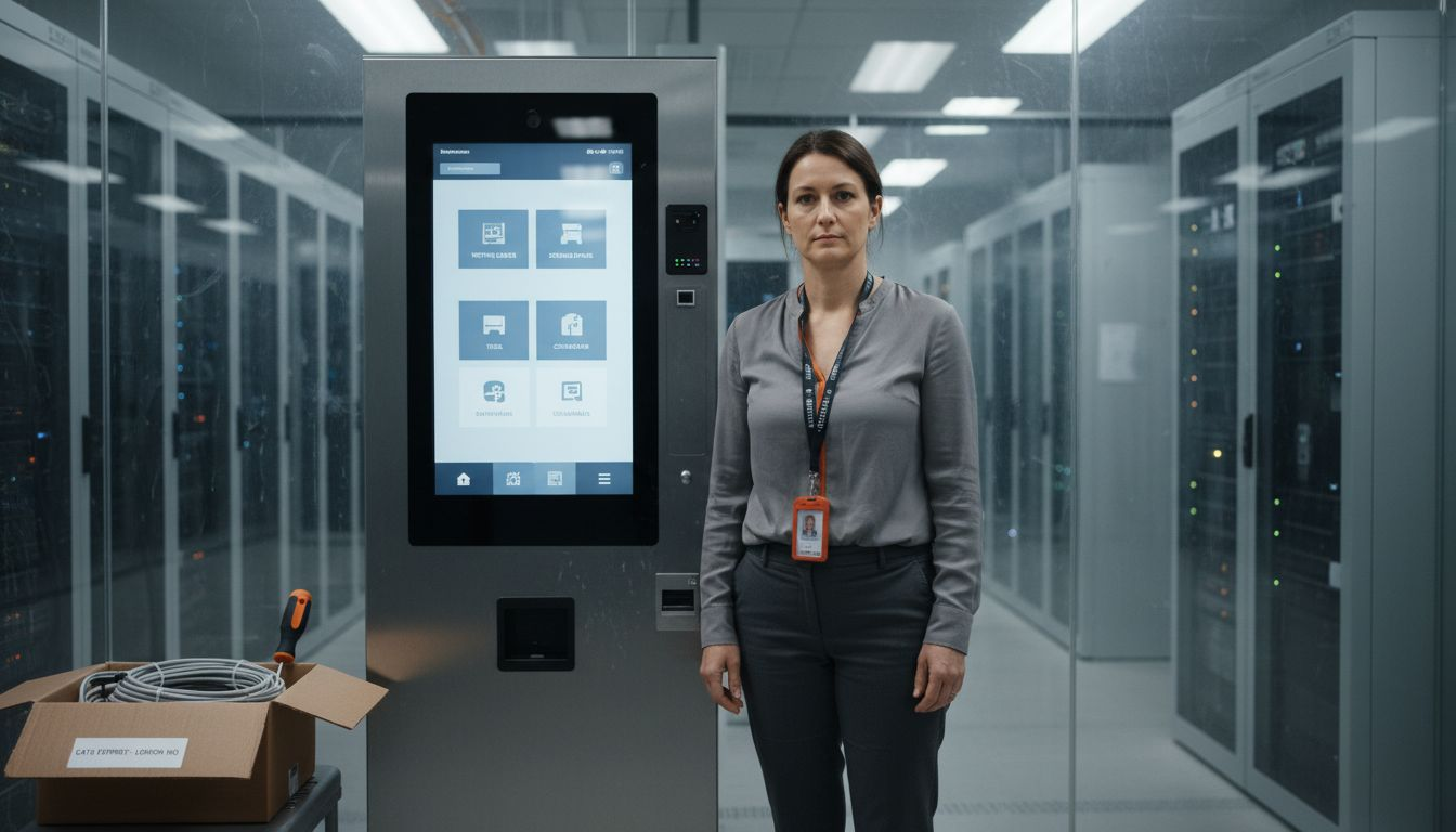 Manager checking smart vending in server room