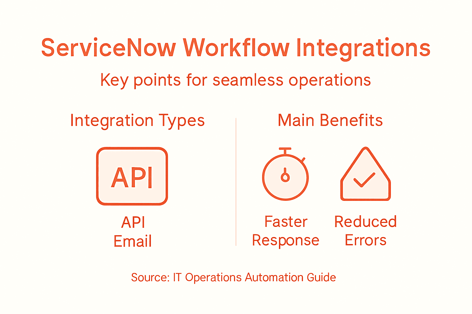 Infographic of ServiceNow workflow integration key points