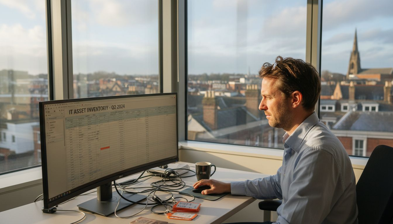 IT manager reviewing asset workflow