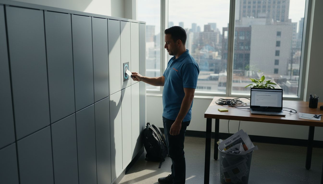 IT technician using smart locker system