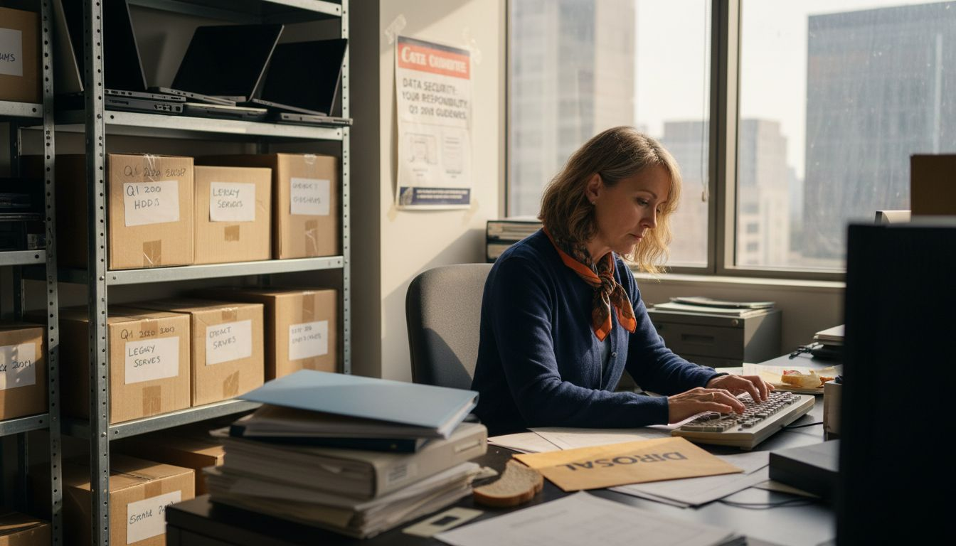 IT manager reviewing asset disposal forms
