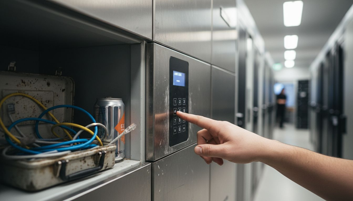 Smart locker keypad and nearby cables