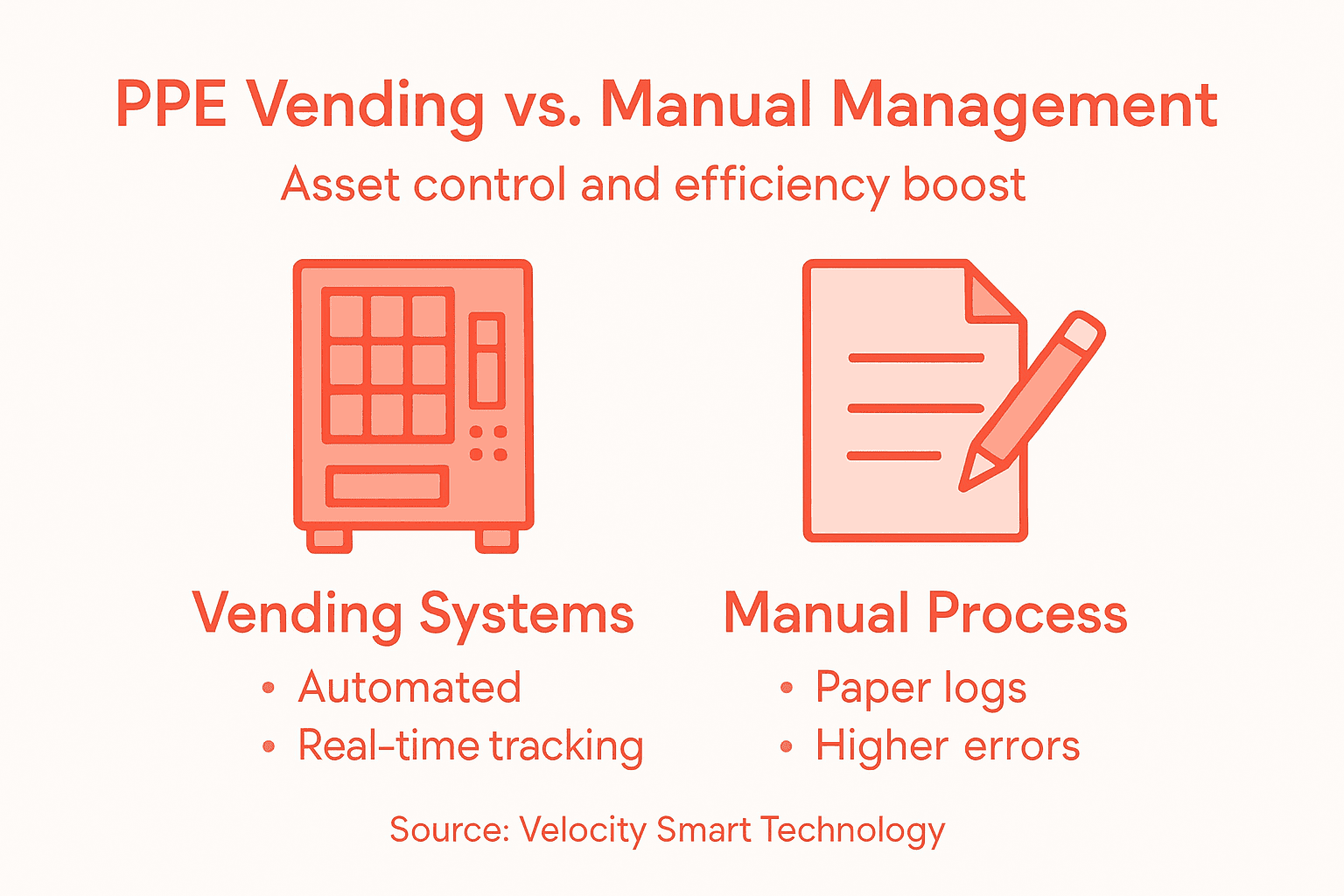 Infographic comparing PPE vending and manual asset management