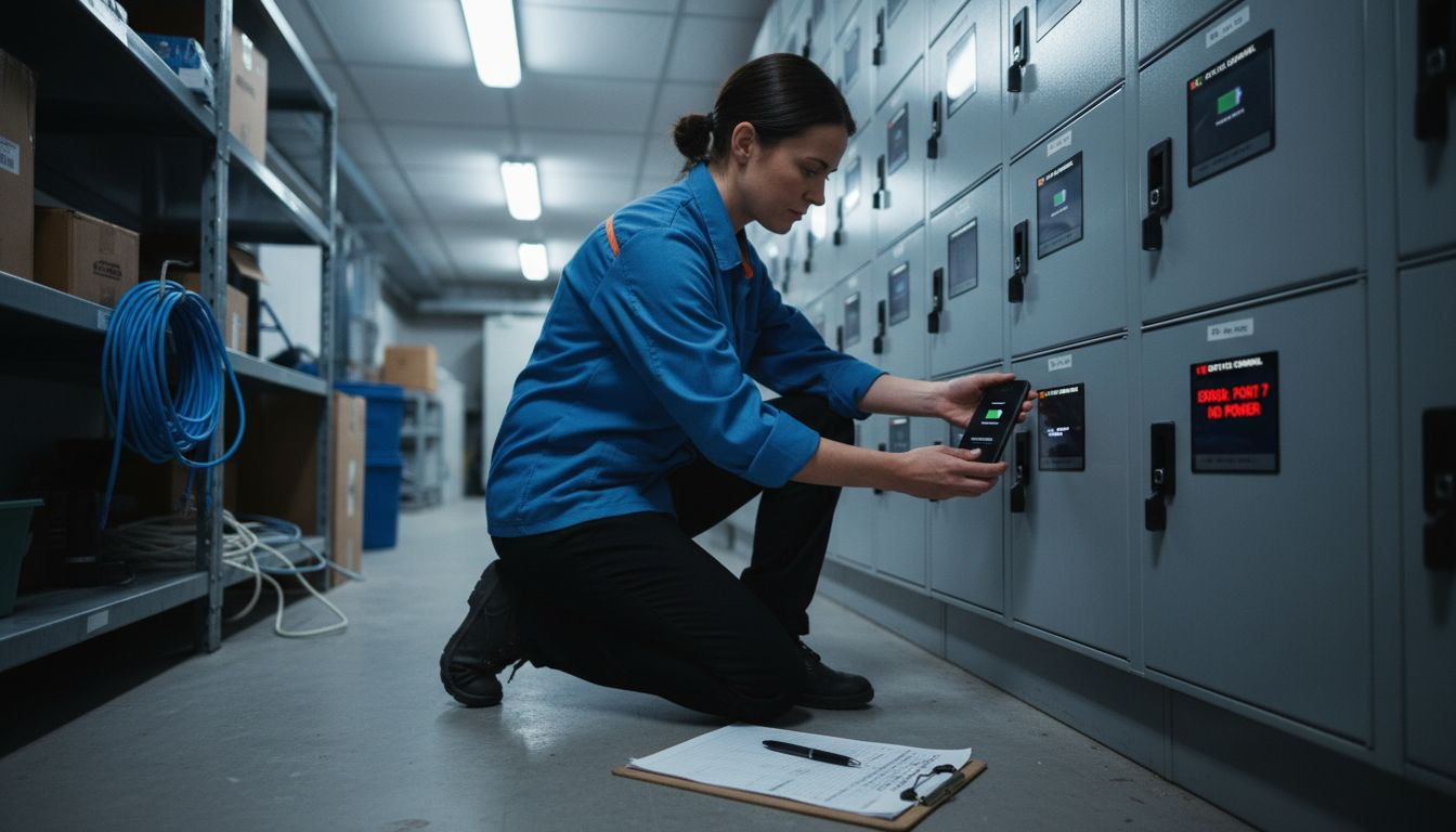 Technician testing device in smart locker system