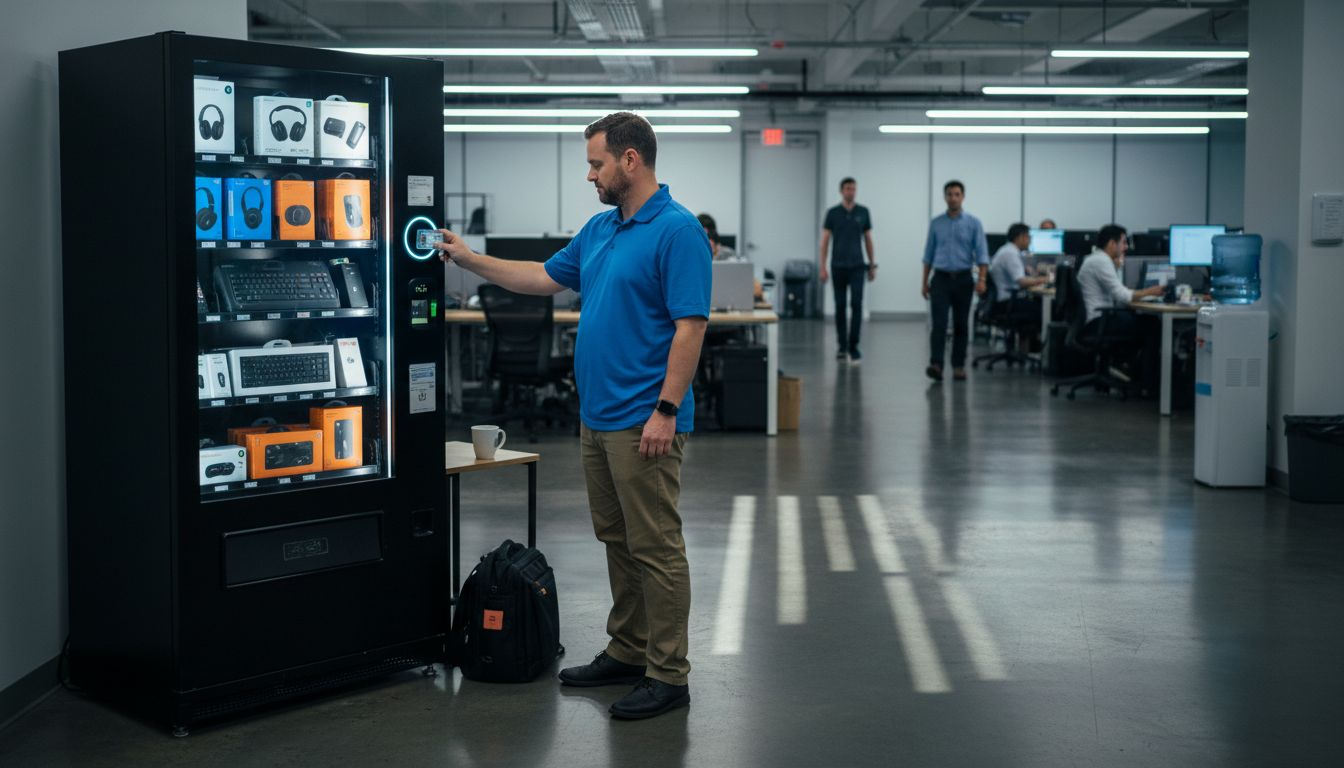 IT technician using smart vending machine
