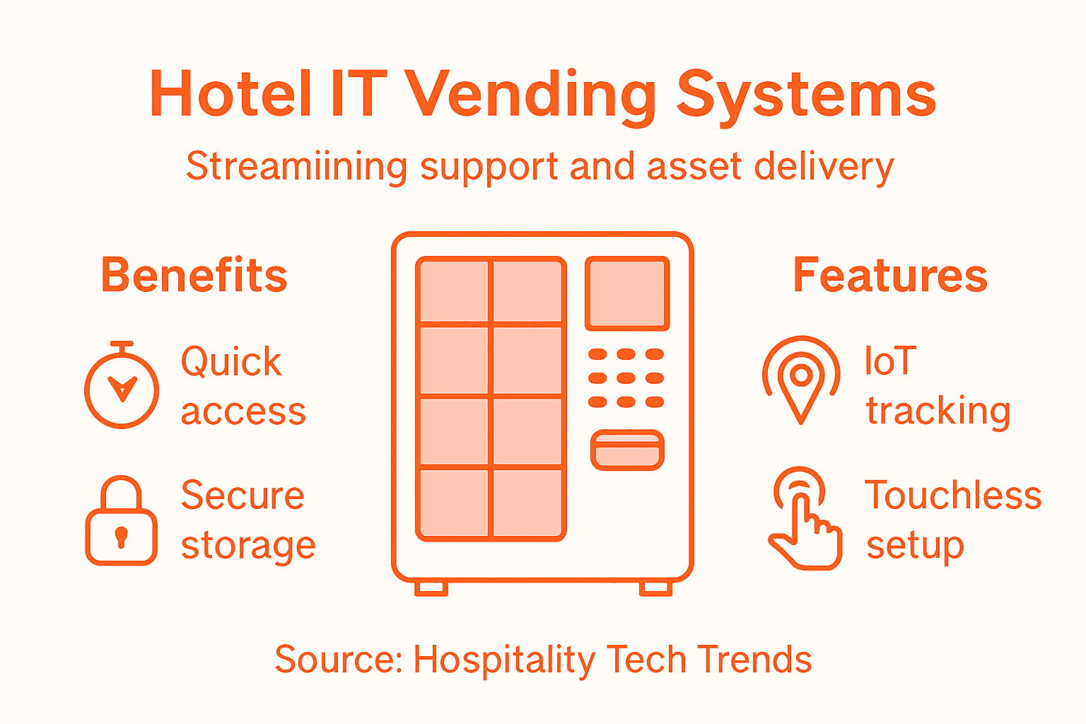 Infographic on hotel IT vending system benefits and features