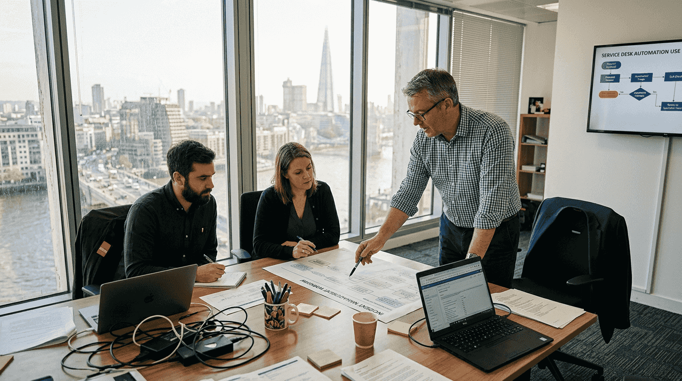 IT manager leads automation workflow review meeting