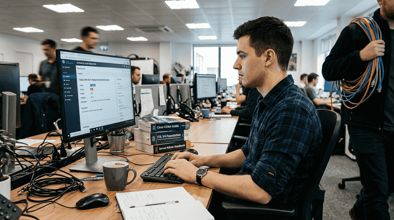 IT technician handles automated ticket resolution