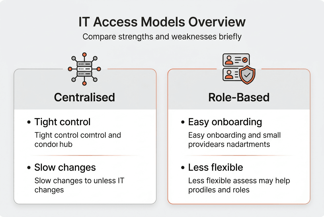Infographic comparing centralised and role-based IT models