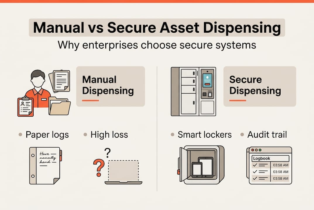 Infographic comparing manual and secure dispensing