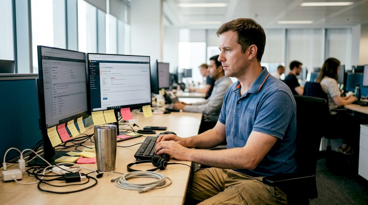 IT technician managing service desk automation