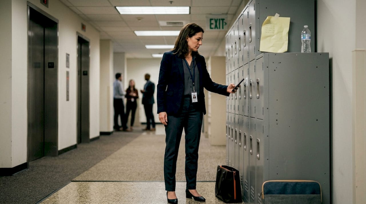 Employee using smart locker for device return