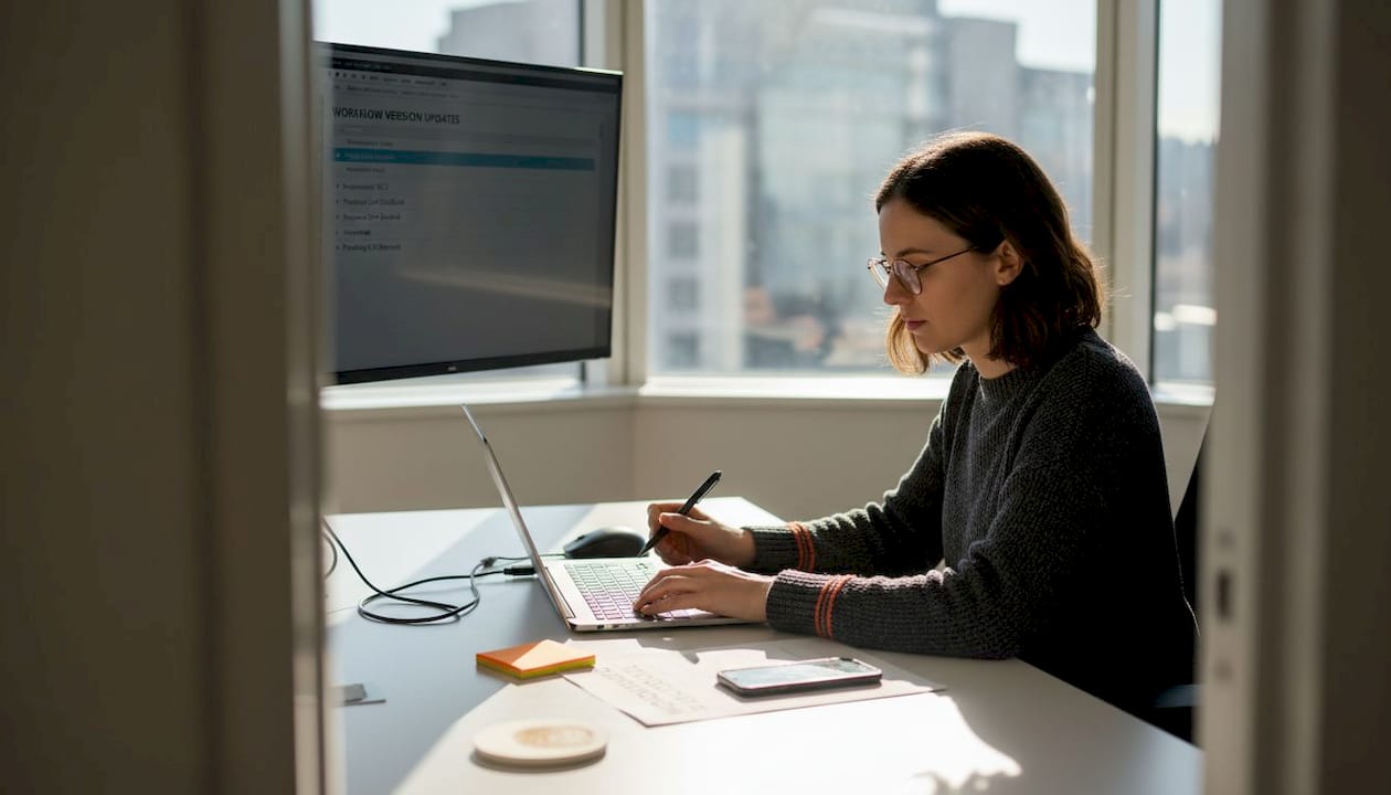 Specialist reviewing workflow documentation version control