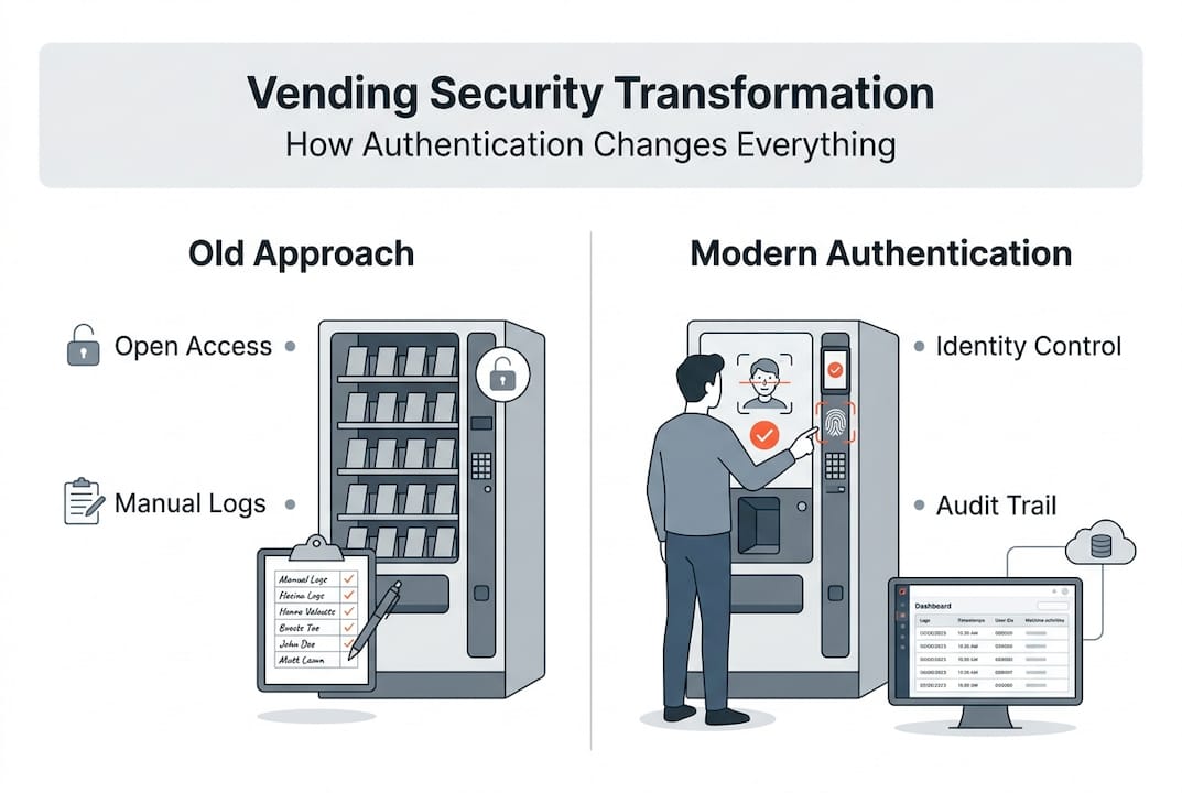 Infographic contrasting vending security approaches