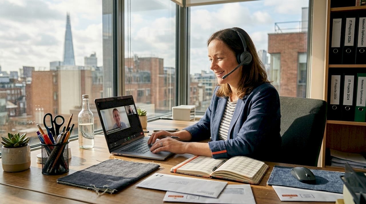 IT specialist providing remote support in office