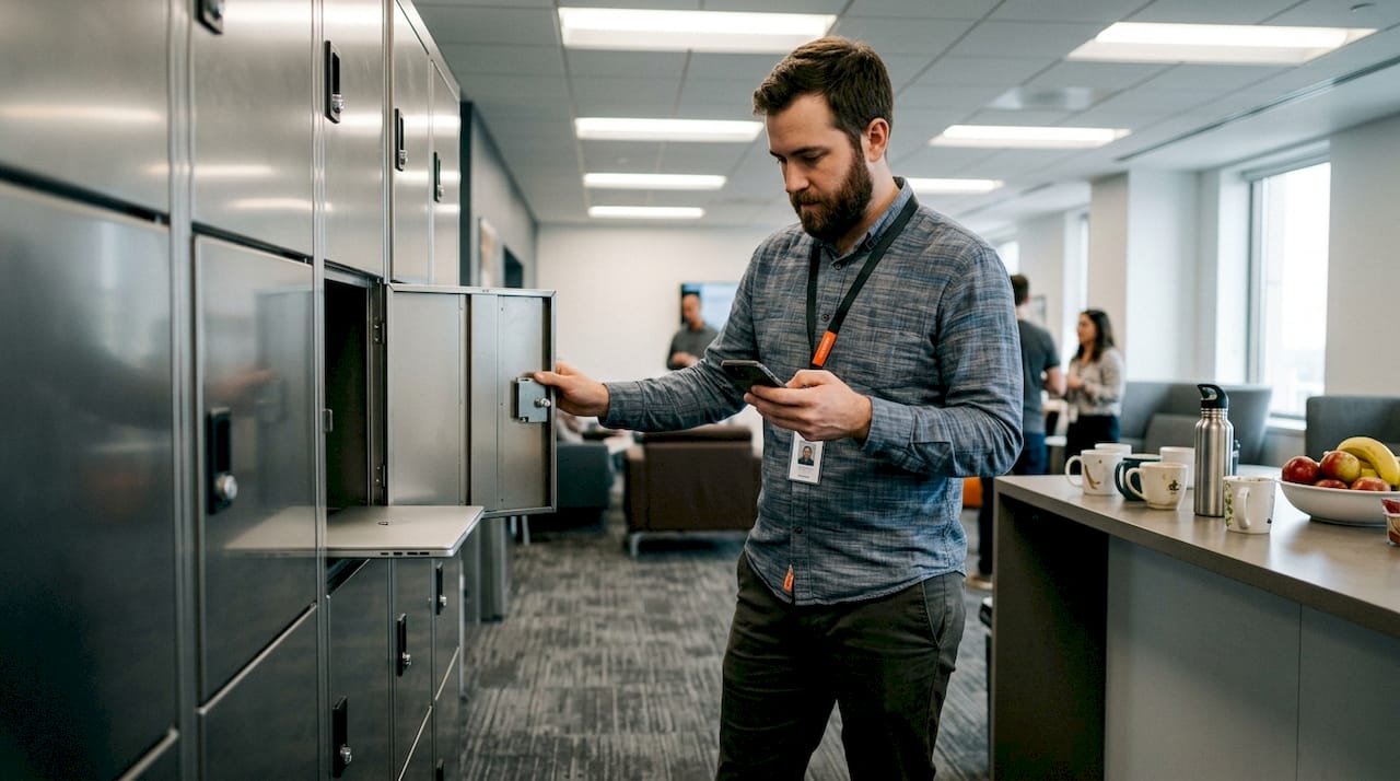 Employee retrieving device from smart IT locker