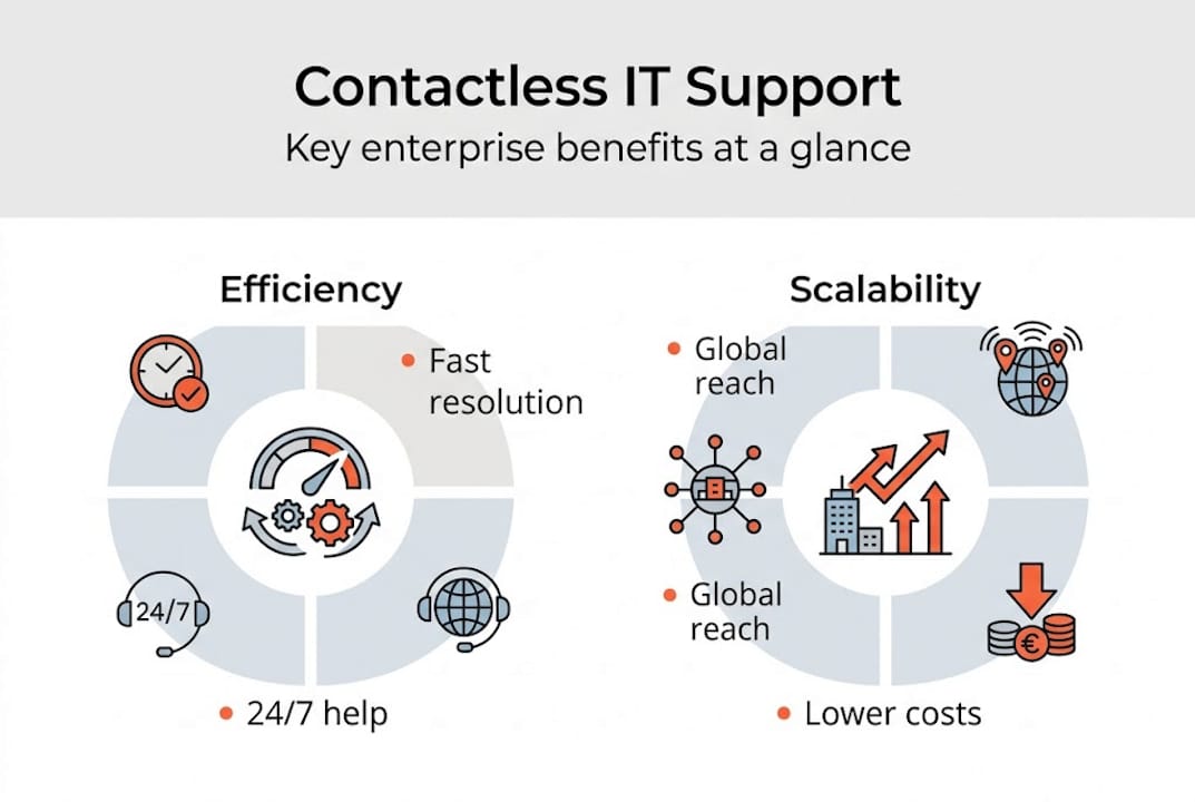 Infographic showing contactless IT support benefits