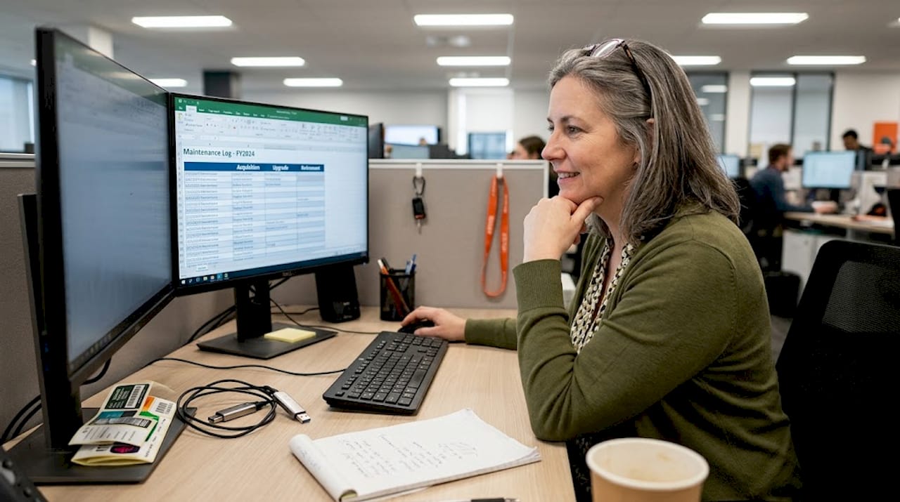 IT coordinator tracking asset lifecycle information
