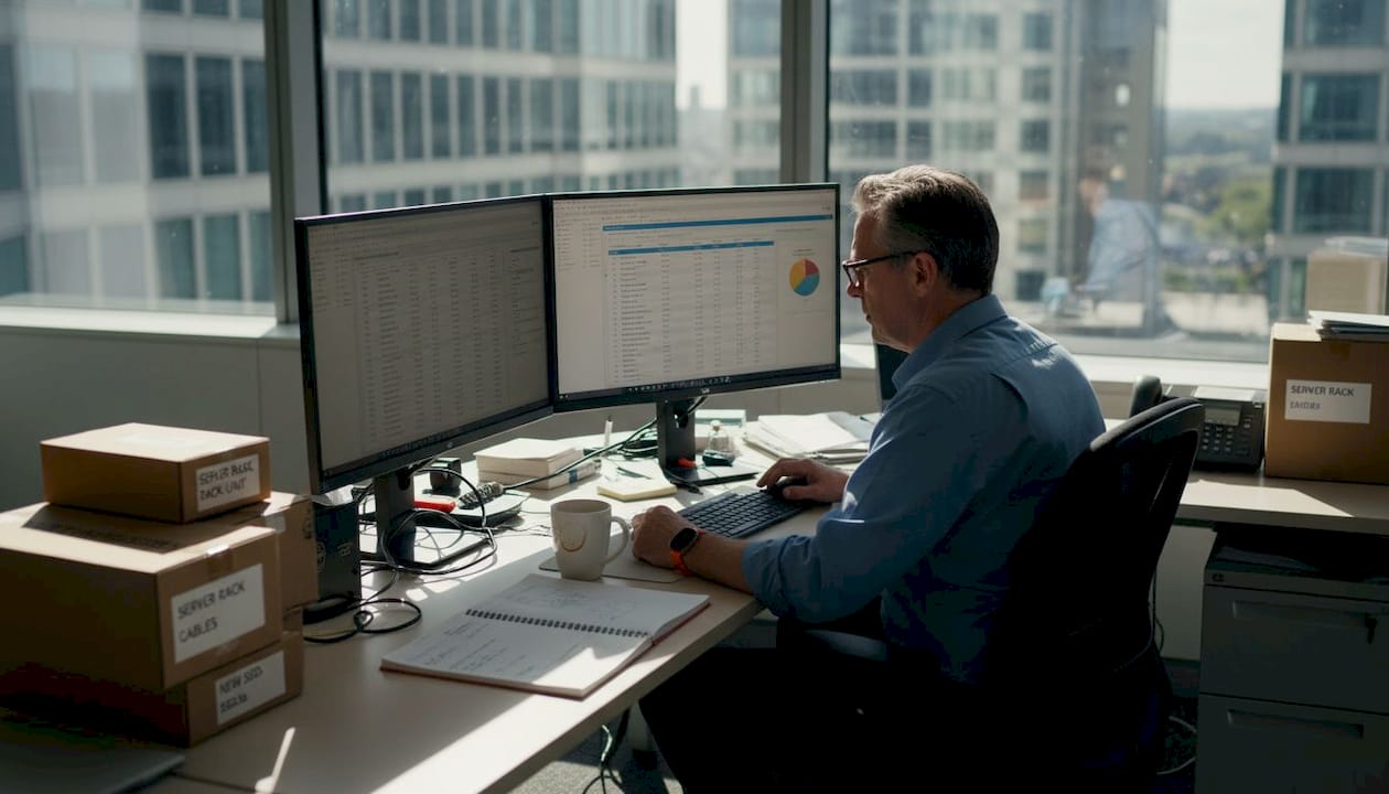 IT administrator reviews asset control dashboard