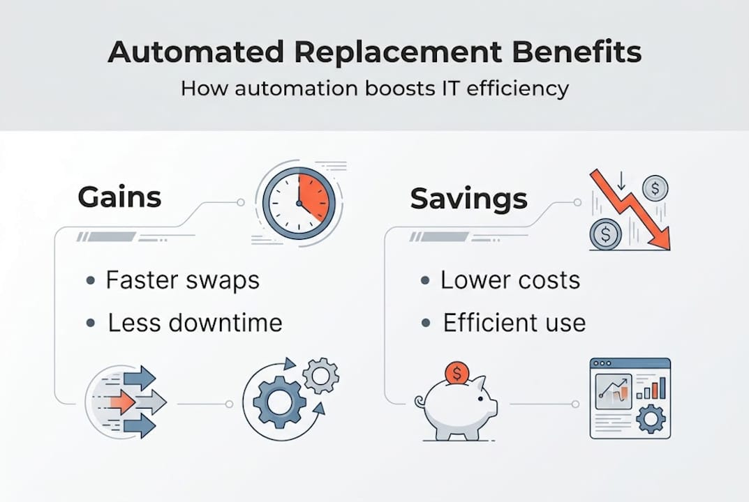 Infographic summarizing automated replacement benefits
