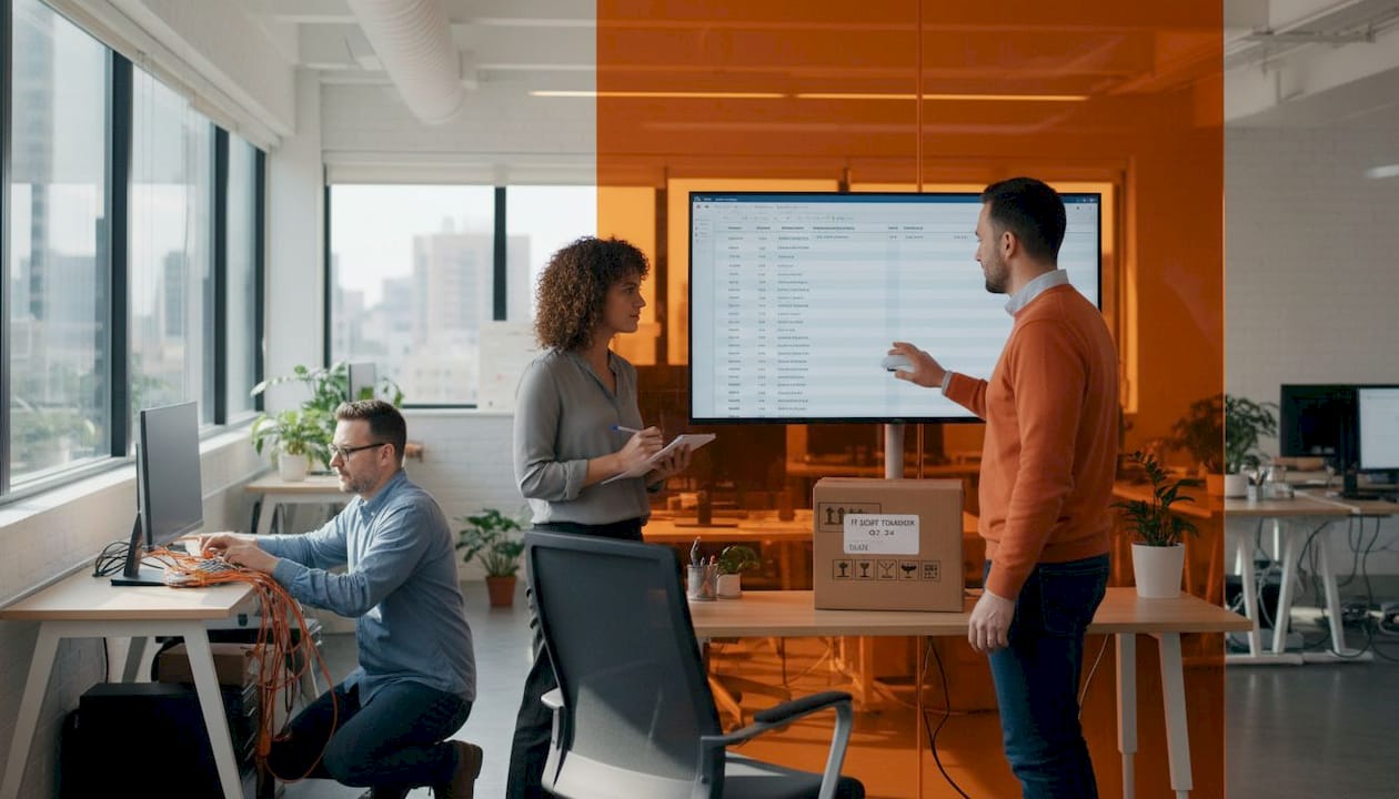 IT staff discuss asset tracking process