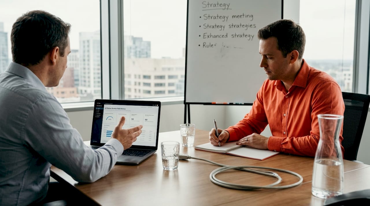 IT managers review AI service hub metrics