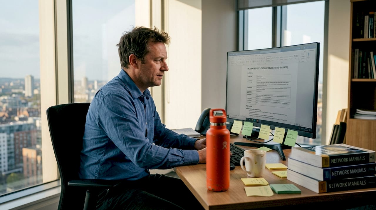 IT manager reviewing service desk operations