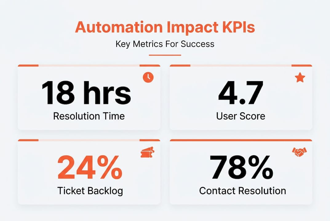 Infographic showing automation service desk KPIs
