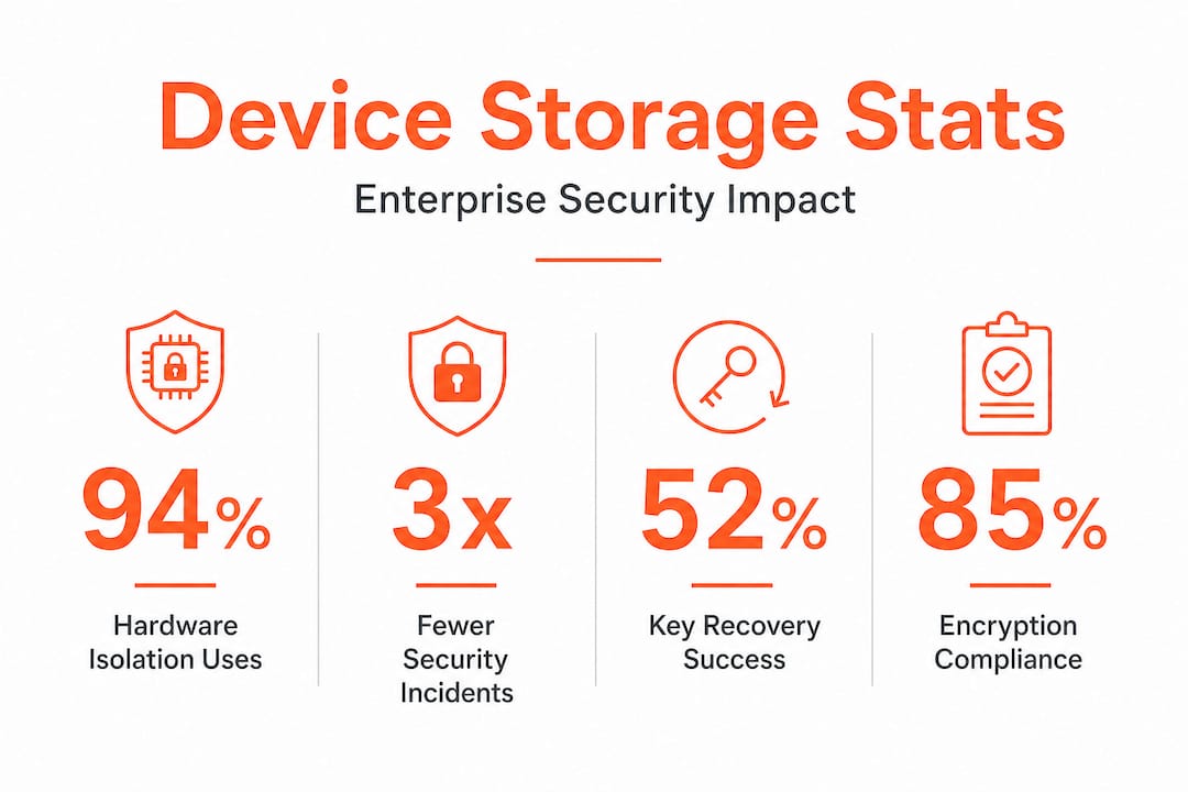 Infographic with device storage security statistics for enterprises