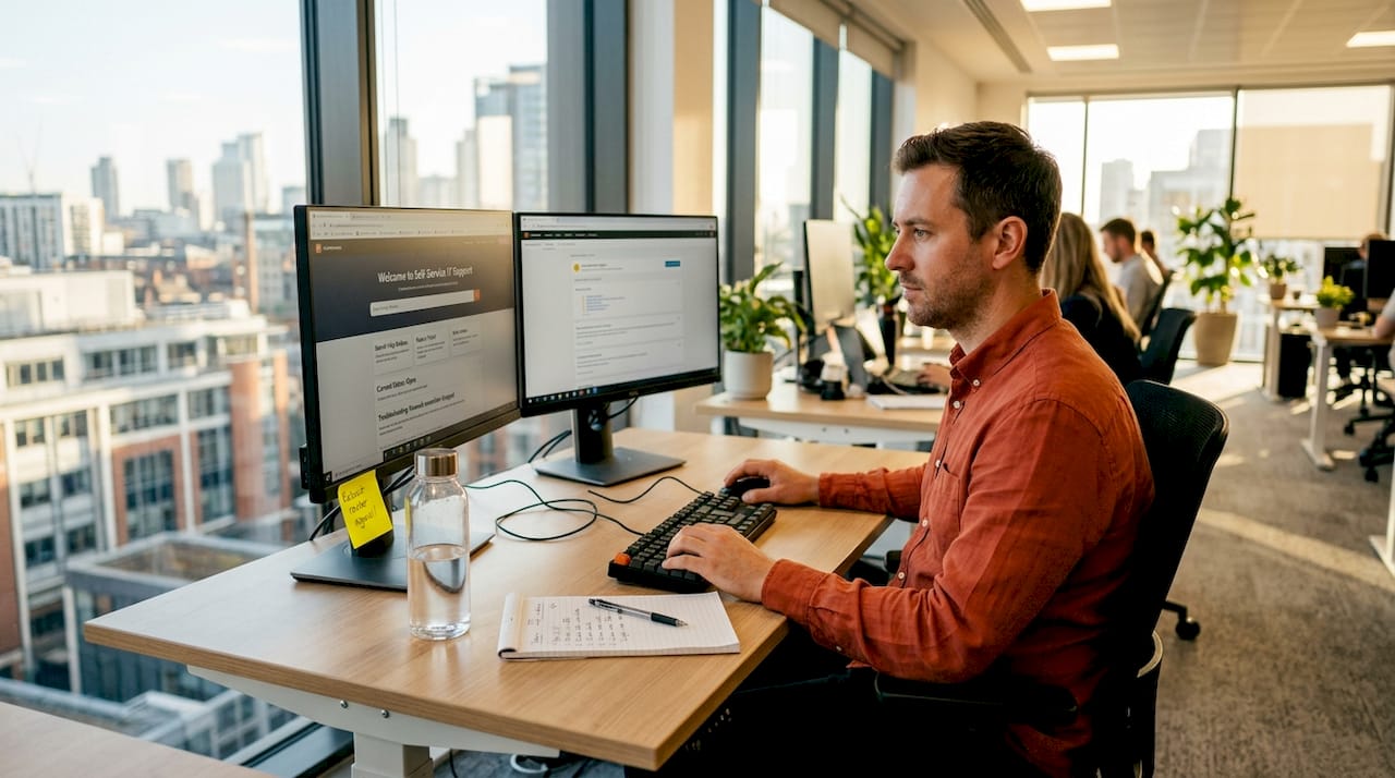 Employee uses self-service IT support portal