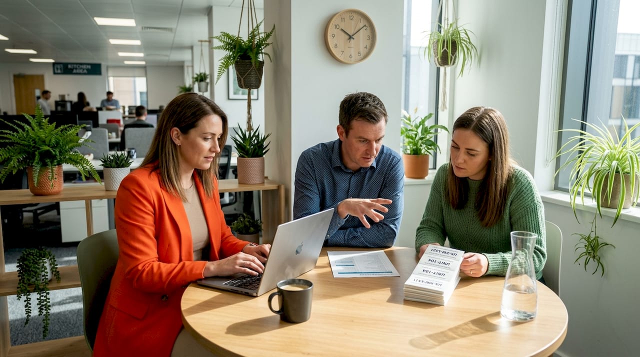 IT team planning device rollout around table