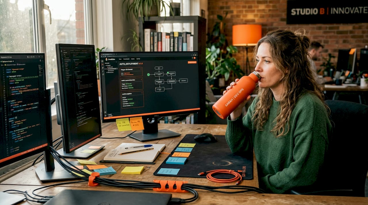Engineer building IT automation workflow