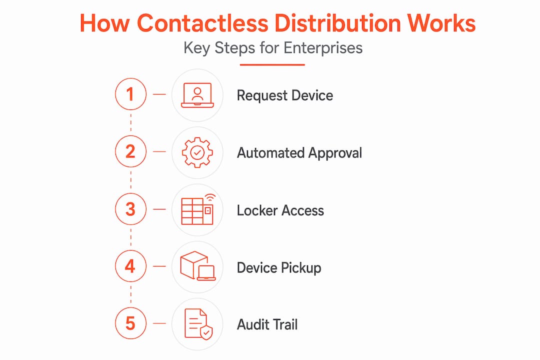 Infographic showing steps of contactless hardware distribution