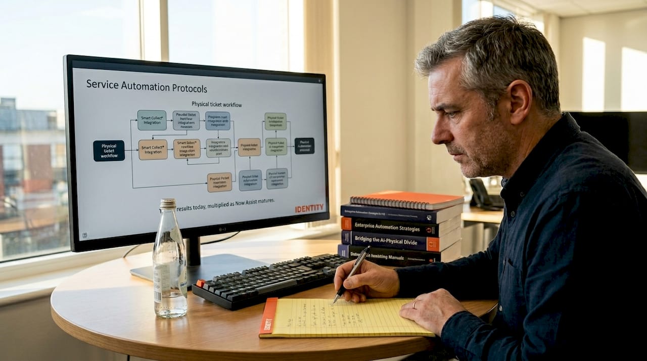 IT manager configures automation workflow in office